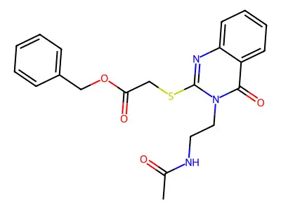 Benzyl 2-((3-(2-acetamidoethyl)-4-oxo-3,4-dihydroquinazolin-2-yl)thio)acetate structure