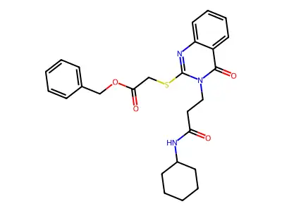 benzyl 2-({3-[2-(cyclohexylcarbamoyl)ethyl]-4-oxo-3,4-dihydroquinazolin-2-yl}sulfanyl)acetate structure