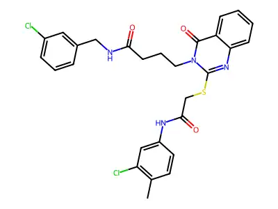 4-[2-({[(3-chloro-4-methylphenyl)carbamoyl]methyl}sulfanyl)-4-oxo-3,4-dihydroquinazolin-3-yl]-N-[(3-chlorophenyl)methyl]butanamide structure