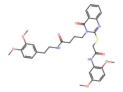 4-[2-({[(2,5-dimethoxyphenyl)carbamoyl]methyl}sulfanyl)-4-oxo-3,4-dihydroquinazolin-3-yl]-N-[2-(3,4-dimethoxyphenyl)ethyl]butanamide structure