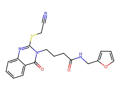 4-[2-(cyanomethylsulfanyl)-4-oxoquinazolin-3-yl]-N-(furan-2-ylmethyl)butanamide structure