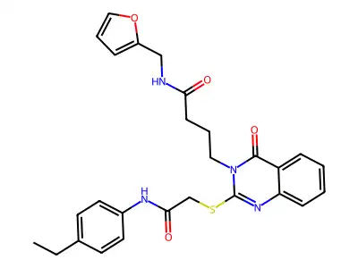 4-[2-({[(4-ethylphenyl)carbamoyl]methyl}sulfanyl)-4-oxo-3,4-dihydroquinazolin-3-yl]-N-[(furan-2-yl)methyl]butanamide structure