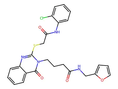 4-[2-({[(2-chlorophenyl)carbamoyl]methyl}sulfanyl)-4-oxo-3,4-dihydroquinazolin-3-yl]-N-[(furan-2-yl)methyl]butanamide structure