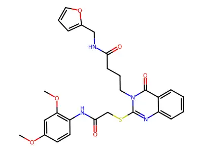 4-[2-({[(2,4-dimethoxyphenyl)carbamoyl]methyl}sulfanyl)-4-oxo-3,4-dihydroquinazolin-3-yl]-N-[(furan-2-yl)methyl]butanamide structure