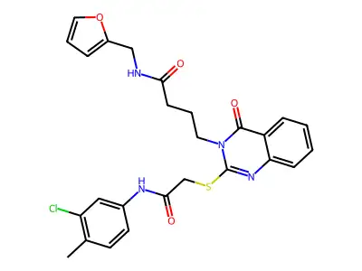4-[2-({[(3-chloro-4-methylphenyl)carbamoyl]methyl}sulfanyl)-4-oxo-3,4-dihydroquinazolin-3-yl]-N-[(furan-2-yl)methyl]butanamide structure