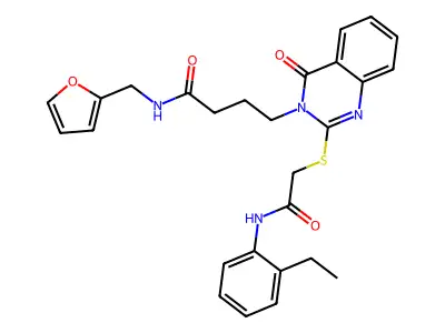 4-[2-({[(2-ethylphenyl)carbamoyl]methyl}sulfanyl)-4-oxo-3,4-dihydroquinazolin-3-yl]-N-[(furan-2-yl)methyl]butanamide structure
