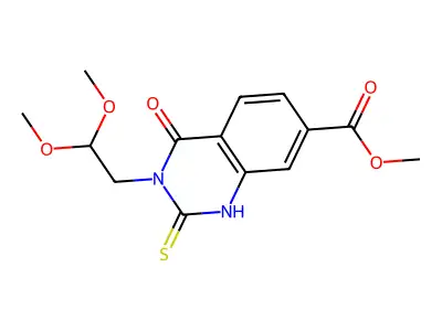 Methyl 3-(2,2-dimethoxyethyl)-4-oxo-2-sulfanylidene-1H-quinazoline-7-carboxylate structure