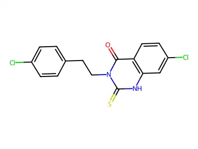 7-chloro-3-[2-(4-chlorophenyl)ethyl]-2-sulfanylidene-1H-quinazolin-4-one structure