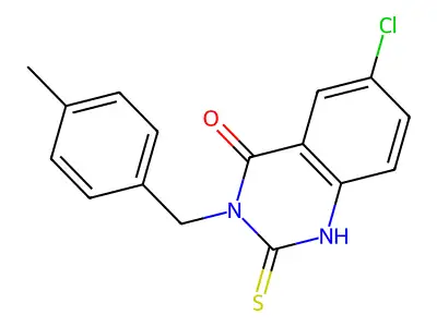 6-chloro-3-[(4-methylphenyl)methyl]-2-sulfanylidene-1H-quinazolin-4-one structure
