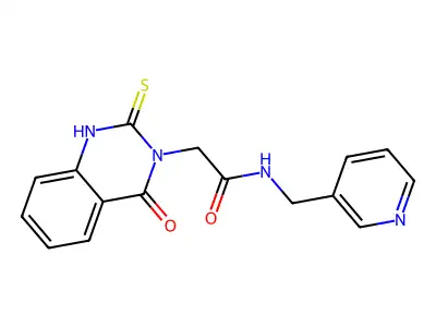 2-(4-oxo-2-sulfanylidene-1H-quinazolin-3-yl)-N-(pyridin-3-ylmethyl)acetamide structure