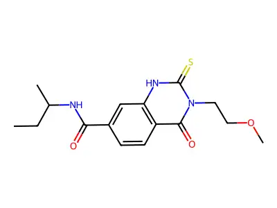 N-(sec-butyl)-3-(2-methoxyethyl)-4-oxo-2-thioxo-1,2,3,4-tetrahydroquinazoline-7-carboxamide structure