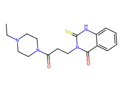 3-[3-(4-ethylpiperazin-1-yl)-3-oxopropyl]-2-sulfanylidene-1H-quinazolin-4-one structure