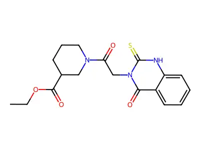 Ethyl 1-[2-(4-oxo-2-sulfanylidene-1H-quinazolin-3-yl)acetyl]piperidine-3-carboxylate structure