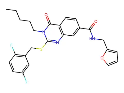 2-{[(2,5-difluorophenyl)methyl]sulfanyl}-N-[(furan-2-yl)methyl]-4-oxo-3-pentyl-3,4-dihydroquinazoline-7-carboxamide structure