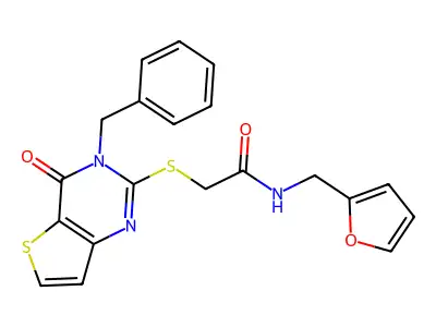 2-({3-benzyl-4-oxo-3H,4H-thieno[3,2-d]pyrimidin-2-yl}sulfanyl)-N-[(furan-2-yl)methyl]acetamide structure