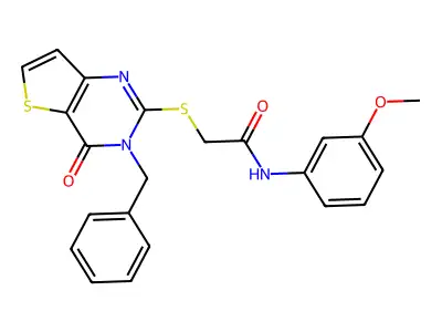 2-({3-benzyl-4-oxo-3H,4H-thieno[3,2-d]pyrimidin-2-yl}sulfanyl)-N-(3-methoxyphenyl)acetamide structure