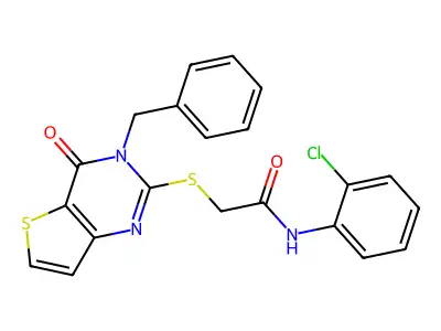 2-({3-benzyl-4-oxo-3H,4H-thieno[3,2-d]pyrimidin-2-yl}sulfanyl)-N-(2-chlorophenyl)acetamide structure