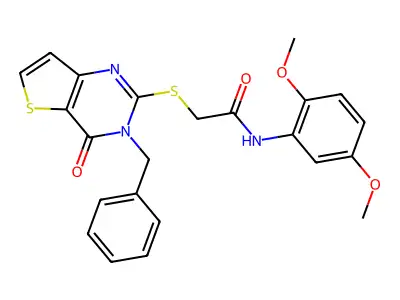 2-({3-benzyl-4-oxo-3H,4H-thieno[3,2-d]pyrimidin-2-yl}sulfanyl)-N-(2,5-dimethoxyphenyl)acetamide structure