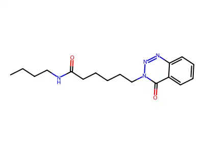 N-butyl-6-(4-oxo-1,2,3-benzotriazin-3-yl)hexanamide structure