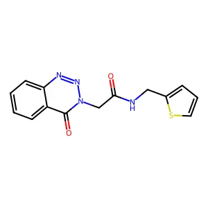 2-(4-oxo-1,2,3-benzotriazin-3-yl)-N-(thiophen-2-ylmethyl)acetamide structure