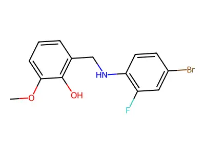 2-{[(4-Bromo-2-fluorophenyl)amino]methyl}-6-methoxyphenol structure