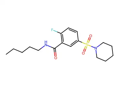 2-fluoro-N-pentyl-5-(piperidin-1-ylsulfonyl)benzamide structure