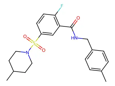 2-fluoro-N-(4-methylbenzyl)-5-((4-methylpiperidin-1-yl)sulfonyl)benzamide structure
