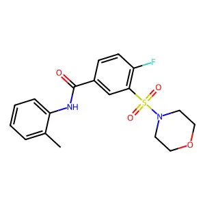4-fluoro-N-(2-methylphenyl)-3-(morpholine-4-sulfonyl)benzamide structure