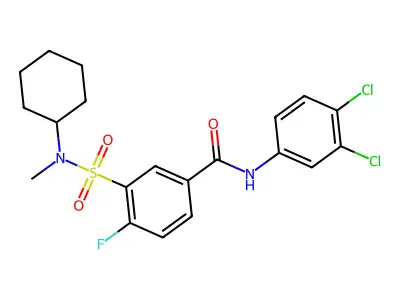 3-[cyclohexyl(methyl)sulfamoyl]-N-(3,4-dichlorophenyl)-4-fluorobenzamide structure