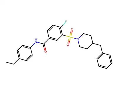 3-((4-benzylpiperidin-1-yl)sulfonyl)-N-(4-ethylphenyl)-4-fluorobenzamide structure