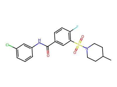 N-(3-chlorophenyl)-4-fluoro-3-(4-methylpiperidin-1-yl)sulfonylbenzamide structure