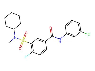 N-(3-chlorophenyl)-3-[cyclohexyl(methyl)sulfamoyl]-4-fluorobenzamide structure