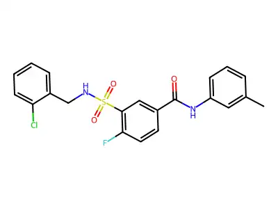 3-(N-(2-chlorobenzyl)sulfamoyl)-4-fluoro-N-(m-tolyl)benzamide structure