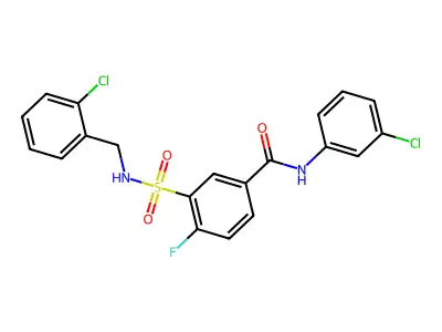 3-(N-(2-chlorobenzyl)sulfamoyl)-N-(3-chlorophenyl)-4-fluorobenzamide structure