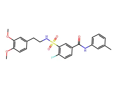3-(N-(3,4-dimethoxyphenethyl)sulfamoyl)-4-fluoro-N-(m-tolyl)benzamide structure