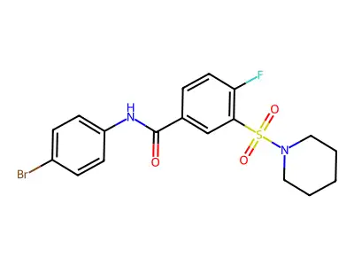 N-(4-bromophenyl)-4-fluoro-3-(piperidin-1-ylsulfonyl)benzamide structure