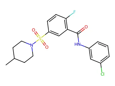N-(3-chlorophenyl)-2-fluoro-5-((4-methylpiperidin-1-yl)sulfonyl)benzamide structure