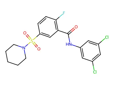N-(3,5-dichlorophenyl)-2-fluoro-5-piperidin-1-ylsulfonylbenzamide structure