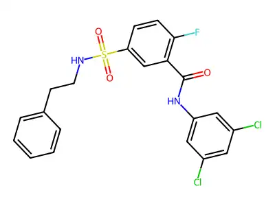 N-(3,5-dichlorophenyl)-2-fluoro-5-(N-phenethylsulfamoyl)benzamide structure