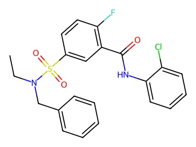 5-[benzyl(ethyl)sulfamoyl]-N-(2-chlorophenyl)-2-fluorobenzamide structure