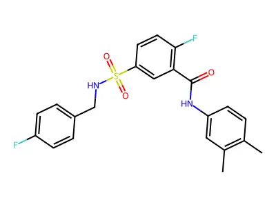 N-(3,4-dimethylphenyl)-2-fluoro-5-[(4-fluorophenyl)methylsulfamoyl]benzamide structure