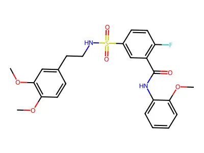 5-(N-(3,4-dimethoxyphenethyl)sulfamoyl)-2-fluoro-N-(2-methoxyphenyl)benzamide structure