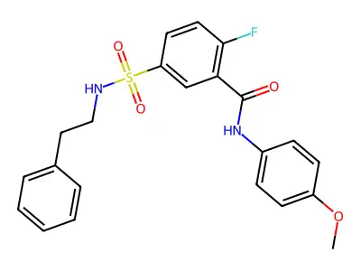2-fluoro-N-(4-methoxyphenyl)-5-(N-phenethylsulfamoyl)benzamide structure