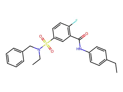 5-[benzyl(ethyl)sulfamoyl]-N-(4-ethylphenyl)-2-fluorobenzamide structure