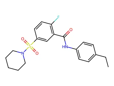 N-(4-ethylphenyl)-2-fluoro-5-(piperidin-1-ylsulfonyl)benzamide structure
