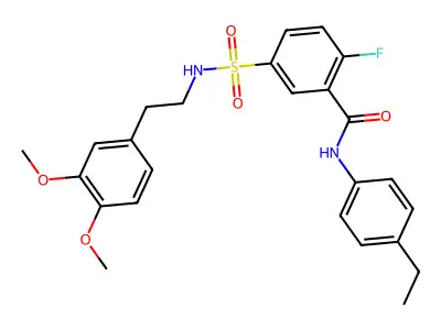 5-(N-(3,4-dimethoxyphenethyl)sulfamoyl)-N-(4-ethylphenyl)-2-fluorobenzamide structure