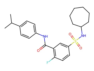 5-(cycloheptylsulfamoyl)-2-fluoro-N-(4-propan-2-ylphenyl)benzamide structure