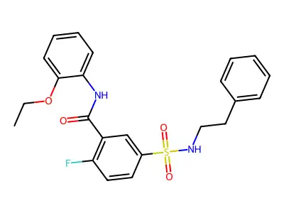 N-(2-ethoxyphenyl)-2-fluoro-5-(N-phenethylsulfamoyl)benzamide structure
