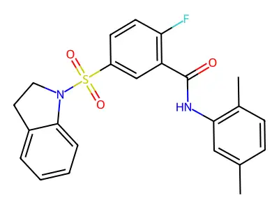 N-(2,5-dimethylphenyl)-2-fluoro-5-(indolin-1-ylsulfonyl)benzamide structure