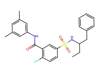N-(3,5-dimethylphenyl)-2-fluoro-5-(1-phenylbutan-2-ylsulfamoyl)benzamide structure